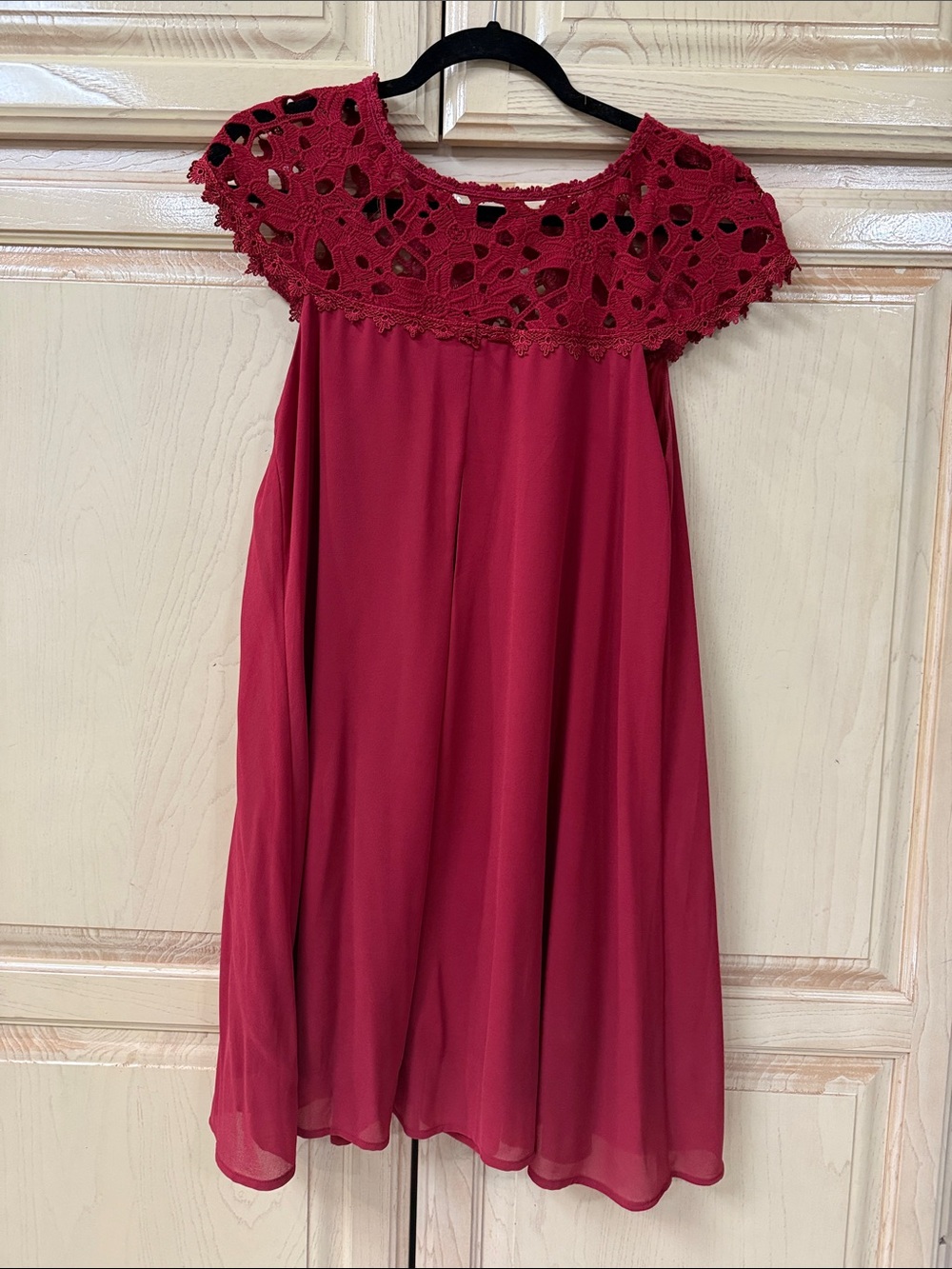 Altar'd State Red Crochet Yoke Formal Dress